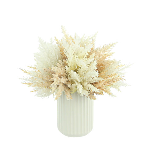Primrue 18'' Faux Pampas Grass Grass in Ceramic Vase Wayfair